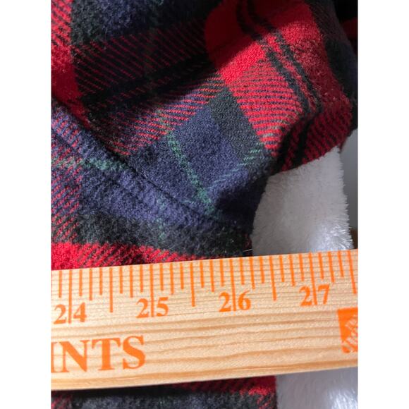 American Eagle Men’s XL Plaid Flannel Hooded Shirt Red Navy Button Front - Picture 7 of 9